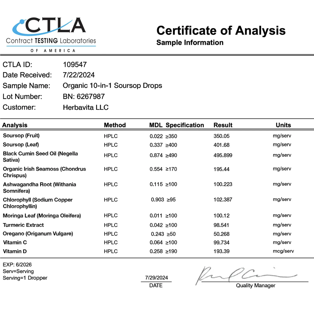 Gotas de extracto de guanábana 10 en 1 100 % orgánico