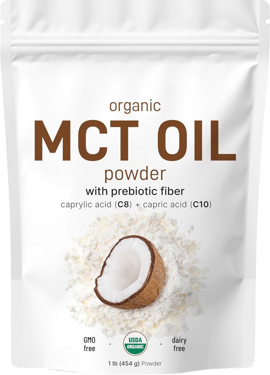 Aceite MCT orgánico en polvo con fibra prebiótica